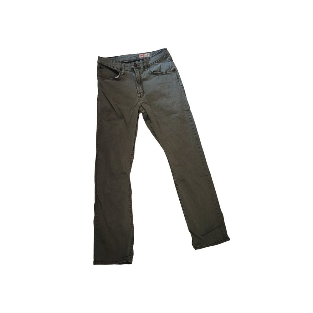Wrangler Mens Straight Fit Olive Green Jeans Size 29x30 Cotton Blend
